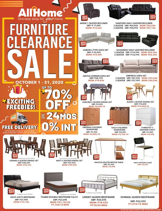 Furniture Clearance Sale at AllHome